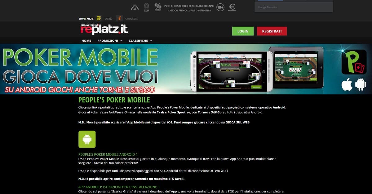 Replatz Poker su mobile — tornei e cash game da smartphone